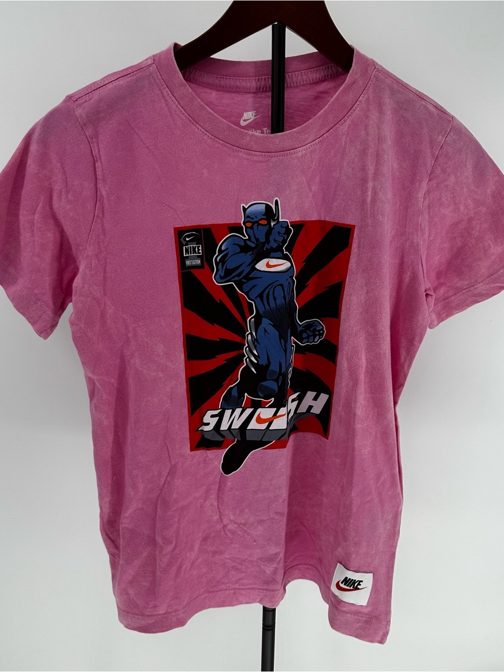 Nike Pink Kids Graphic 'Swish' Superhero Tee